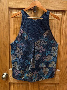 Prana Floral Print Tank Top with split back, SZ XL